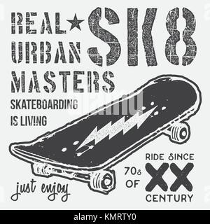 T-shirt typographie, conception graphique, impression de skateboard skateboard typographiques, d'illustration vectorielle patineurs urbains conception graphique pour l'étiquette ou t-sh Illustration de Vecteur