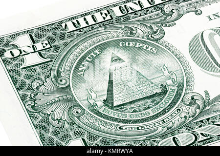 L'un des États-unis empilées 1 dollar bill dans une macro shot, super macro, c Banque D'Images