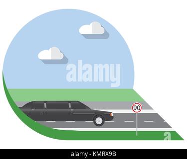 Modèle plat vector illustration city transportation, limousine, l'icône Vue de côté Illustration de Vecteur