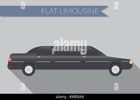 Modèle plat vector illustration city transportation, limousine, side view Illustration de Vecteur