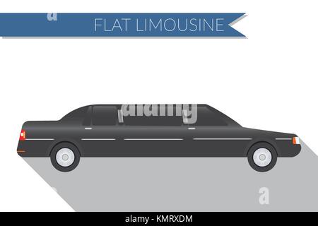 Modèle plat vector illustration city transportation, limousine, vue latérale . Illustration de Vecteur