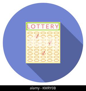 Vecteur de conception plate avec ombre portée de l'icône de loterie, isolé Illustration de Vecteur