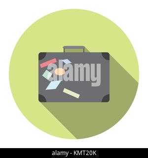 Vector illustration moderne design plat du sac de voyage avec ombre portée de l'icône, isolé. Illustration de Vecteur