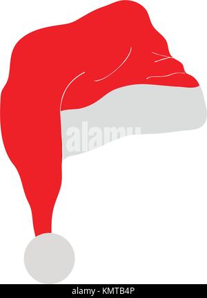 Santa Claus ou red hat cap pour Noël isolé sur fond blanc. Ornement de Noël traditionnel des symboles et eps10 vector Christmas santa Illustration de Vecteur