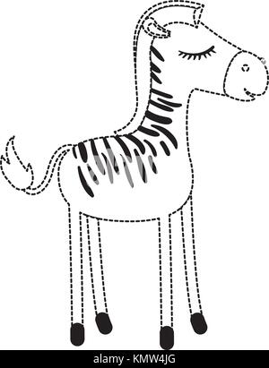 Zebra cartoon femme aux yeux clos expression en noir parsemée d'ossature Illustration de Vecteur