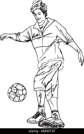 Croquis de l'illustration joueur de football Illustration de Vecteur