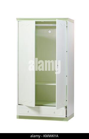 Armoire à deux portes ouvertes avec isolated over white background. With clipping path. Banque D'Images