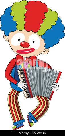 Happy clown jouant accordéon illustration Illustration de Vecteur