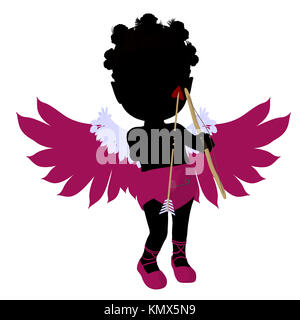 Peu d'african american girl Cupidon sur un fond blanc Banque D'Images