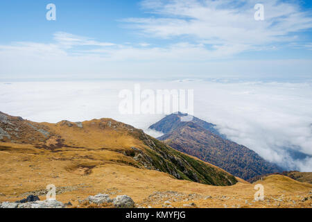 Montagnes d'or et mer de nuages, parc national Lagodekhi, Géorgie Banque D'Images