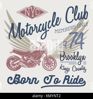 T-shirt typographie design, vecteur de moto, NYC L'impression de graphiques, de typographie, d'illustration vectorielle, New York riders conception graphique pour l'étiquette ou t-sh Illustration de Vecteur