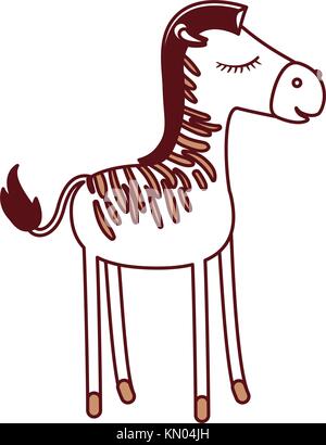 Femme zebra cartoon avec les yeux fermés dans les sections d'expression couleur silhouette Illustration de Vecteur