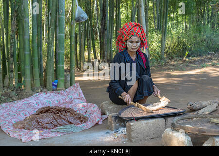 La vie rurale en Indein, lac Inle, Myanmar, en Asie Banque D'Images
