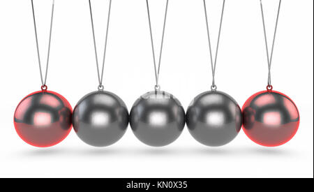 Newton's cradle, c'est un appareil qui démontre la conservation de l'impulsion et l'énergie à l'aide d'une série de sphères oscillante. Newton's balls Banque D'Images