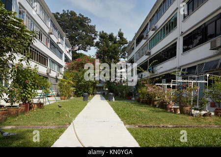 Vintage des années 60, le logement résidentiel de faible hauteur dans Tiong Bahru, Singapour. Banque D'Images