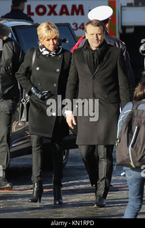 Paris, France. 9Th Mar, 2017. Le président français, Emmanuel Macron et sa femme Brigitte Macron Johnny Hallyday lors des funérailles à l'église de la Madeleine. Credit : SOPA/ZUMA/Alamy Fil Live News Banque D'Images