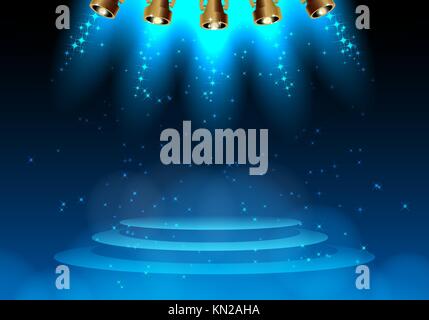 Feux de la scène s'allume à l'intérieur de théâtre ou de spots disco magic brillant background. vector illustration. Illustration de Vecteur