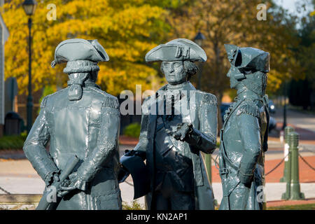 Colonial Virginia USA Yorktown Statue de Comte de Grasse, Marquis de La Fayette, George Washington Banque D'Images