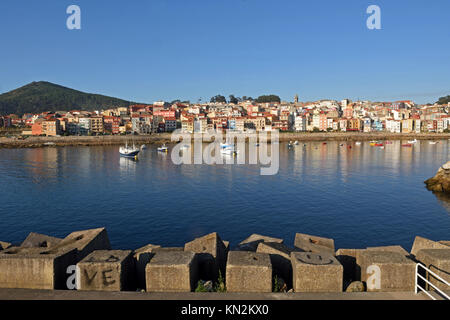 Vue sur le village de pêcheurs de La Guardia, province de Pontevedra, Galice, Espagne Banque D'Images