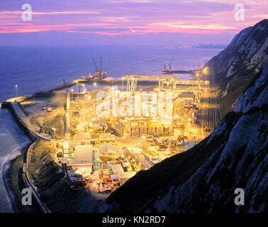 Site de construction du tunnel sous le canal à Shakespeare Cliff, Eurotunnel le Shuttle, Dover, Kent, Angleterre, Royaume-Uni Banque D'Images