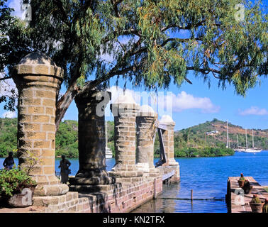 Boat House et Sail Loft piliers, Nelsons Dockyard, English Harbour, Antigua, Antigua et Barbuda, Leeward Islands, Caraïbes Banque D'Images