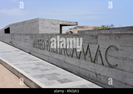 Lima, Pérou - Novembre 1st, 2017 : Plan du musée à l'Pachacama complexe archéologique sur la côte du Pacifique, près de Lima, Pérou Banque D'Images