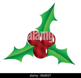 Un brin de houx de Noël aux fruits rouges Illustration de Vecteur