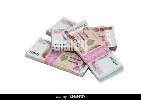 Close up of 100 baignoire Thai argent sur fond blanc. Billets ,Thaïlande Banque D'Images