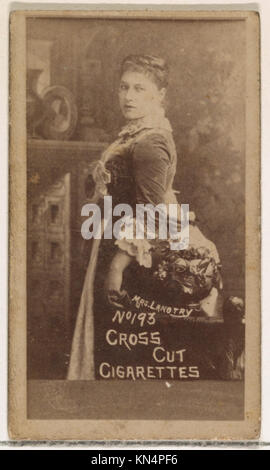 Numéro de carte 193, Mme Langtry, de la série Actors and Actresses (N145-1) émise par Duke Sons & Co. Pour promouvoir Cross Cut cigarettes MET DP866175 644287 Éditeur : Publié par W. Duke, Sons & Co., New York et Durham, N.C., carte numéro 193, Mme Langtry, de la série acteurs and Actresses (N145-1) publié par Duke Sons & Co. Pour promouvoir les cigarettes à coupe croisée, 1880, photographie d'albumine, feuille: 2 1/2 ? 1 3/8 po (6.4 ? 3.5 cm). Metropolitan Museum of Art, New York. Collection Jefferson R. Burdick, Don de Jefferson R. Burdick (63.350.207.145.1.272) Banque D'Images