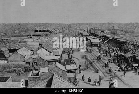 Rue dans la ville de Tatar en 1900, photo du journal hebdomadaire français l'Illustration, 7 juillet 1900 Banque D'Images