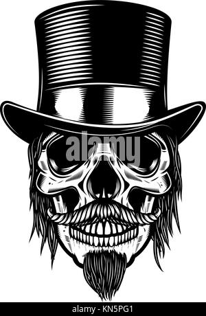 En crâne zombie vintage hat. élément de conception pour poster, emblème, signe, t shirt. vector illustration Illustration de Vecteur