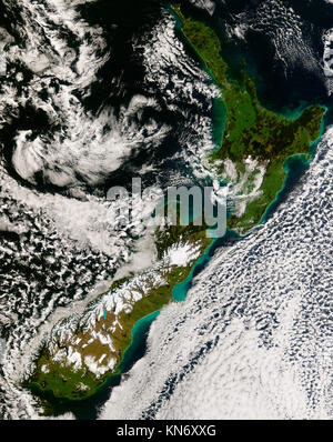 Nouvelle Zélande vue de l'espace. Banque D'Images
