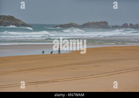 Plage de Zarautz, Province du Guipuzcoa,le nord de l'Espagne Banque D'Images