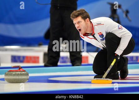 Pilsen, République tchèque. Déc 10, 2017. RASMUS STJERNE (DEN) en action pendant les Jeux Olympiques tournoi de qualification play off match République tchèque contre le Danemark à Pilsen, République tchèque, le 10 décembre 2017. Photo : CTK Miroslav Chaloupka/Photo/Alamy Live News Banque D'Images