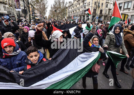 Turin, Piémont, Italie. Déc 10, 2017. Turin, Italy-December 10, 2017 : manifestation de solidarité avec les événements de Jérusalem à Turin Crédit : Stefano Guidi/ZUMA/Alamy Fil Live News Banque D'Images