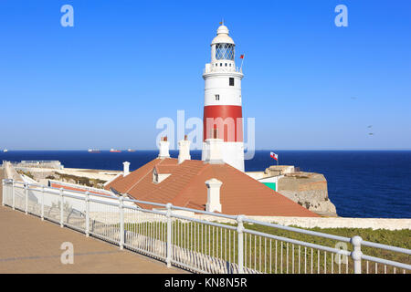 Le 19ème siècle Europa Point Lighthouse (également désigné sous le nom de Trinity phare) à Europa Point à Gibraltar Banque D'Images