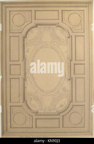 Cette conception représente un plafond en trompe l'oeil, illustrant des techniques artistiques illusionnistes pour créer une profondeur visuelle et un effet décoratif dans un espace intérieur. Banque D'Images