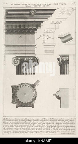 Cornice et colonne du Temple de Fortuna virilis (Tempio della Fortuna virile), de 'le Antichità Romane' MET DP831891 416063 Banque D'Images