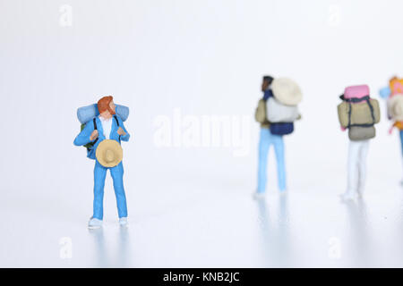 Close up de personnes Miniature backpacker Banque D'Images