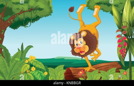 Illustration d'un lion s'exhibe Illustration de Vecteur