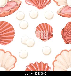 Motif transparent rose à ouvrir et fermer avec des coquillages pearl style plat vector illustration sur fond blanc page de site web et mobile app design Illustration de Vecteur