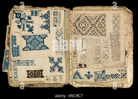 Brochure de broderie et de drawnwork probablement portugais; Sampler; textiles brodés, début du 17th siècle Banque D'Images