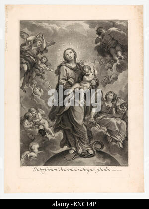 L'œuvre représente Daniel détruisant le dragon sans épée et montre la Vierge à l'enfant sur un hémisphère, combinant narration religieuse et symbolisme. Banque D'Images