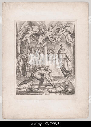 Bataille de Satan avec Saint François pour l'âme du moine Guido de Montefeltro, artiste Joseph Anton Koch (autrichien, Obergibeln BEI Elbigenalp 1768–1839 Rome) Banque D'Images