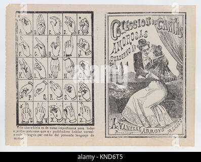 Couvrir pour 'Coleccion de Cartas Amorosas Cuaderno n°4', un couple s'embrasser et rencontré DP868381 737950 Artiste : Jos ? Posada Guadalupe, mexicain, 1851 ?1913, Éditeur : Antonio Vanegas Arroyo, 1850 ?1917, mexicaine, couvrir de 'Coleccion de Cartas Amorosas Cuaderno n°4', un couple et un baiser, ca. 1900, photo-relief et typo sur papier beige, feuille : 5 13/16 ? 7 7/8 in. (14,8 ? 20 cm). Le Metropolitan Museum of Art, New York. Elisha Whittelsey la collecte, l'Elisha Whittelsey Fund, 1946 (46,46.243) Banque D'Images