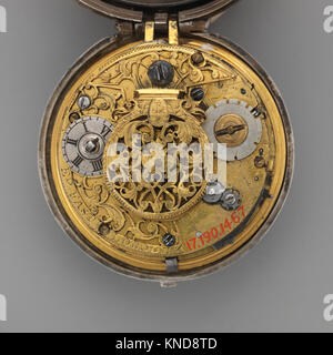 Réveil-watch a rencontré-12603-091 DP 194059 Bouilloire : l'horloger : Edward East, britannique, 1602 ?1697, horloge-watch, 17e siècle, de l'argent ; cuir boîtier extérieur, Diamètre : 2 1/8 in. (5,4 cm). Le Metropolitan Museum of Art, New York. Don de J. Pierpont Morgan, 1917 (17,190.1467a, b) Banque D'Images