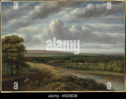 La peinture à l'huile des années 1670 de Philips Koninck, « un vaste paysage boisé », représente une scène forestière hollandaise sereine avec des arbres et un espace ouvert, reflétant le paysage de l'âge d'or Banque D'Images