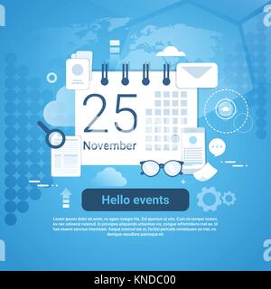 Bonjour la gestion du temps des événements Web Template Banner With Copy Space Illustration de Vecteur