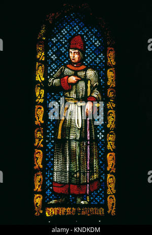 Charles, prince de Viana (1421-1461) ou Charles IV de Navarre. Vitrail. Chapelle royale ou l'église de Saint Agueda. Barcelone, Espagne. Banque D'Images