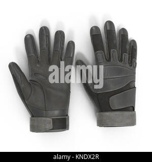 Vue de dessus soldat noir gants isolé sur blanc. 3D illustration Banque D'Images